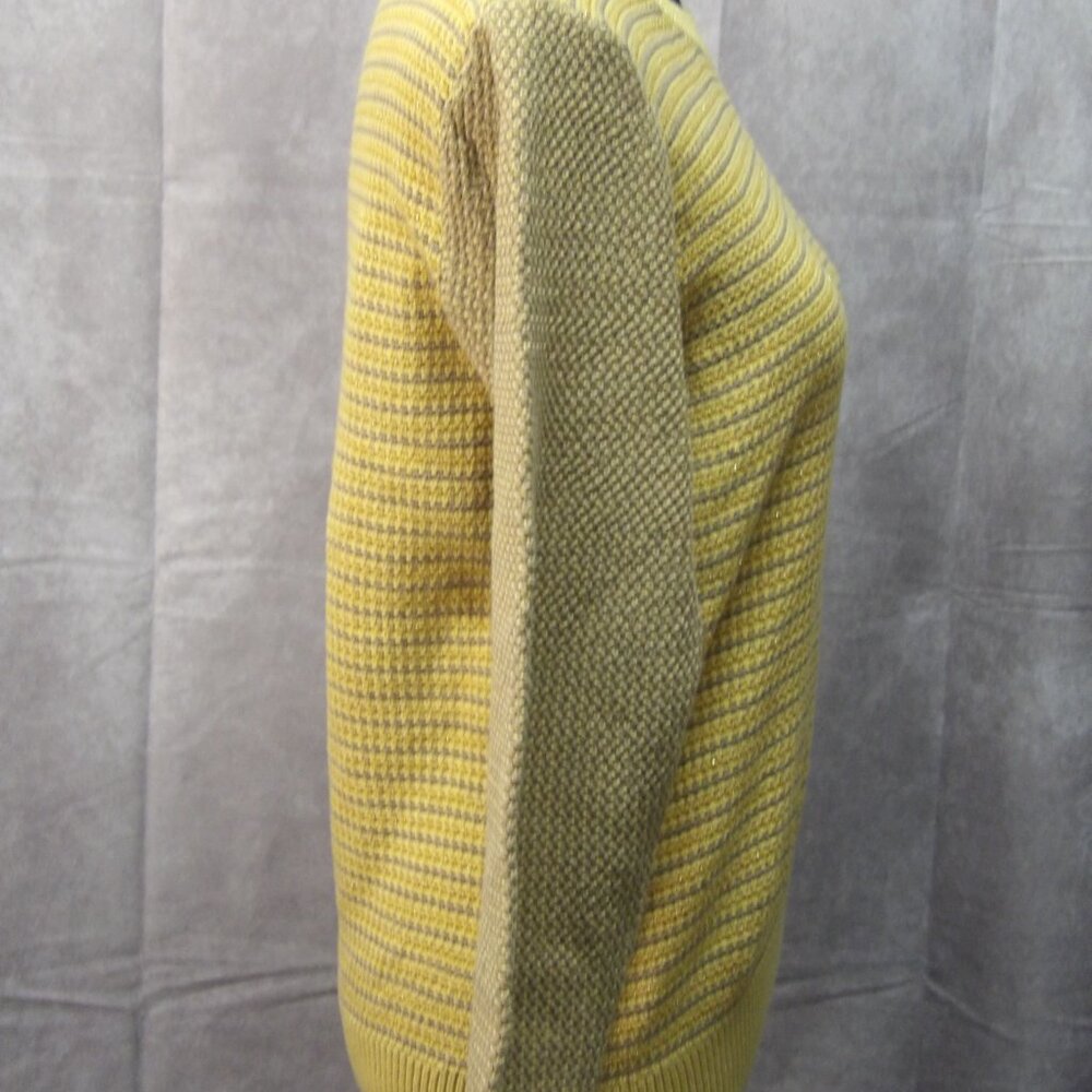 Boden Sweater Womens 12 Yellow Brown Metallic Striped Pullover Knit Cottage Core - Picture 4 of 8